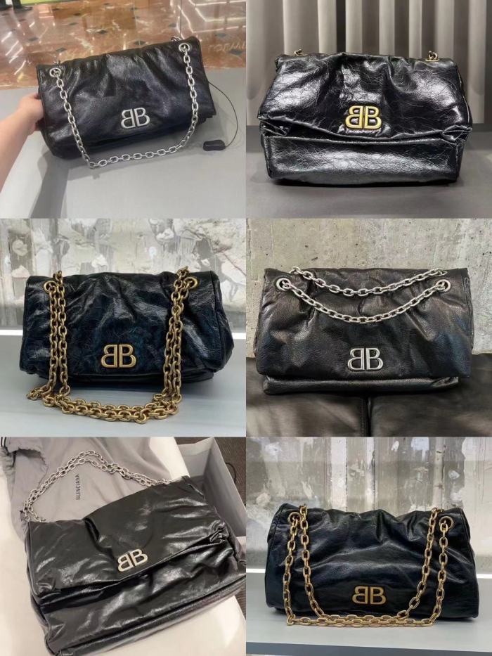 Balenciaga Monaco Black Chain Leather Shoulder Bag #nigo21763