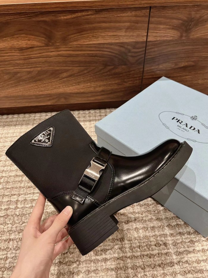 Prada Mid Length Leather Martin Boots Shoes #nigo21815
