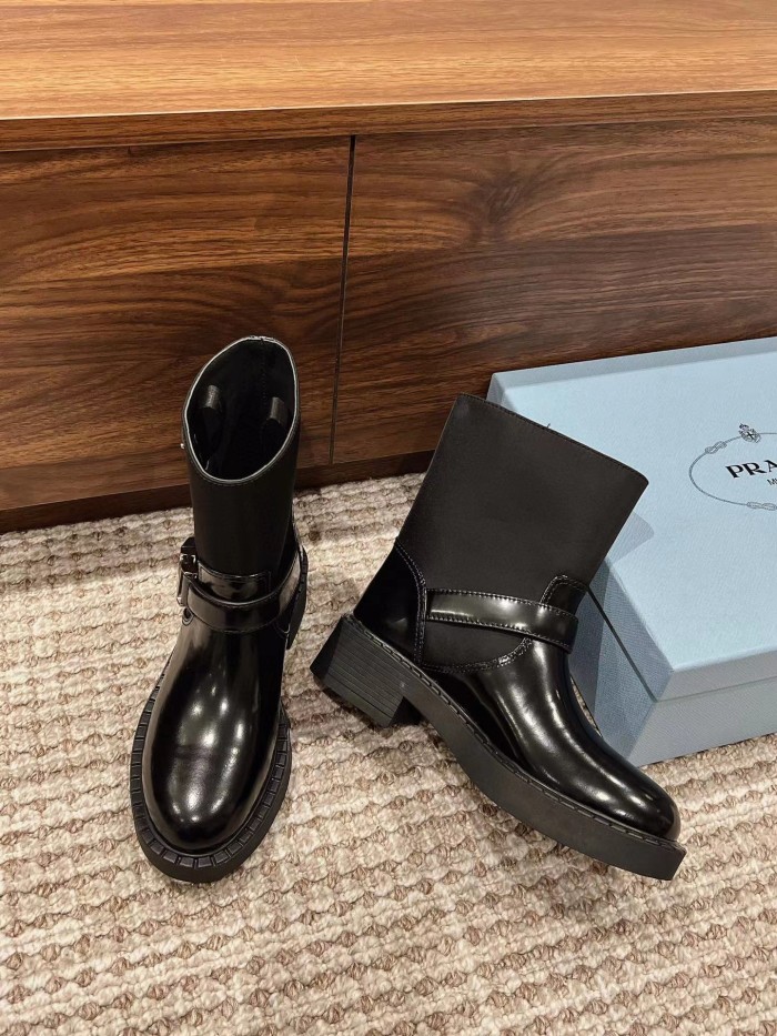 Prada Mid Length Leather Martin Boots Shoes #nigo21815