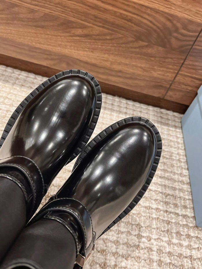 Prada Mid Length Leather Martin Boots Shoes #nigo21815