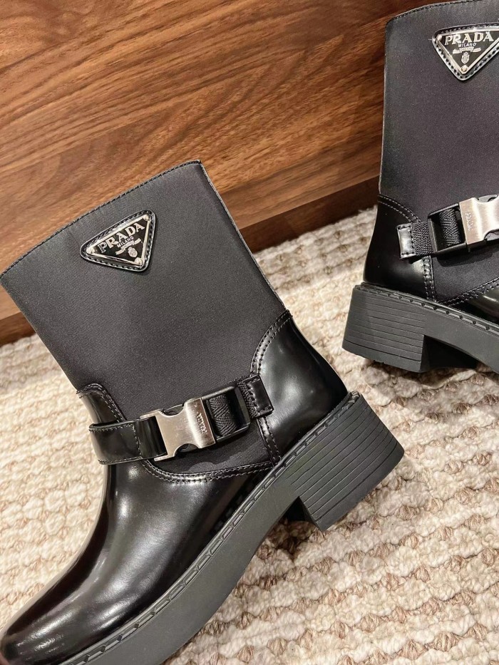 Prada Mid Length Leather Martin Boots Shoes #nigo21815