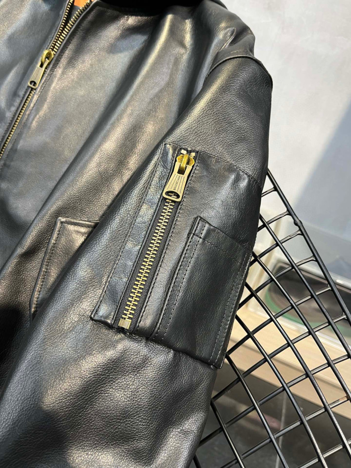 Balenciaga NIGO Leather Zip Hooded Jacket #nigo96135