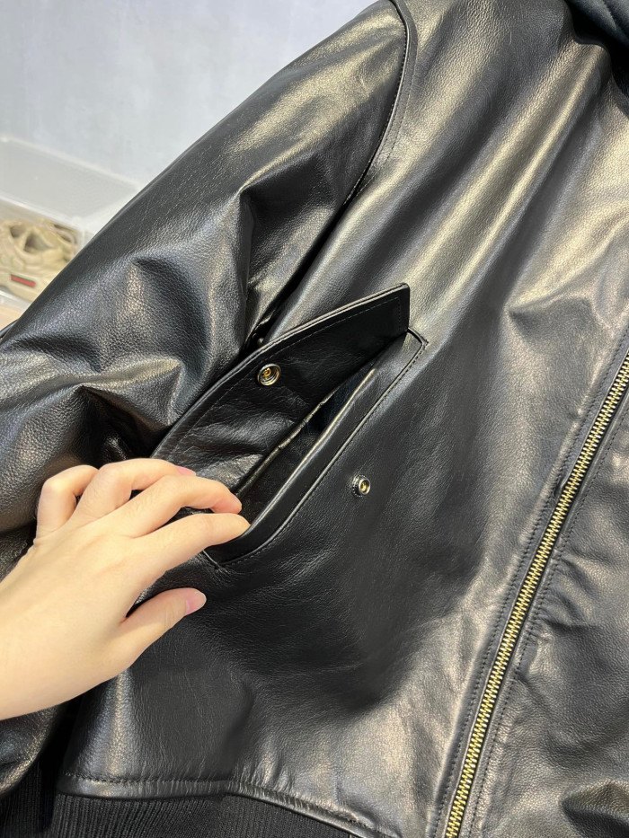 Balenciaga NIGO Leather Zip Hooded Jacket #nigo96135
