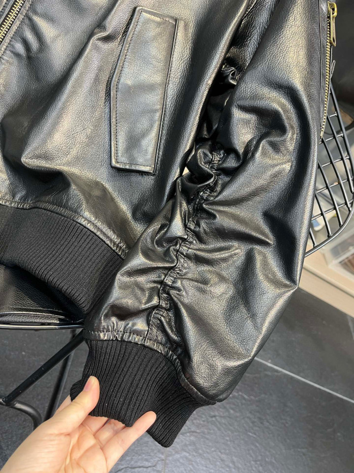 Balenciaga NIGO Leather Zip Hooded Jacket #nigo96135