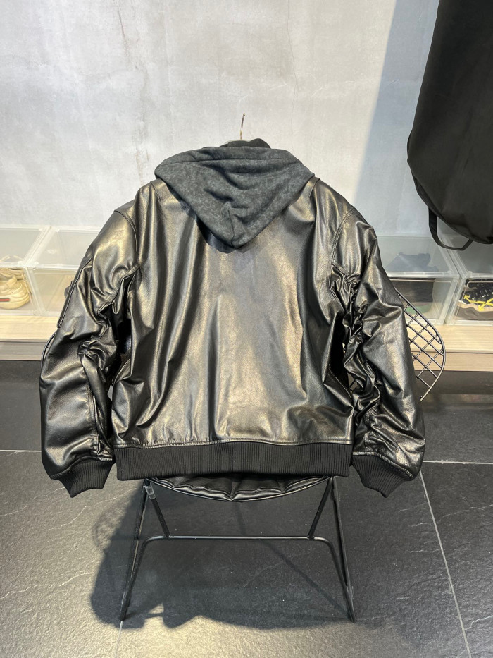 Balenciaga NIGO Leather Zip Hooded Jacket #nigo96135