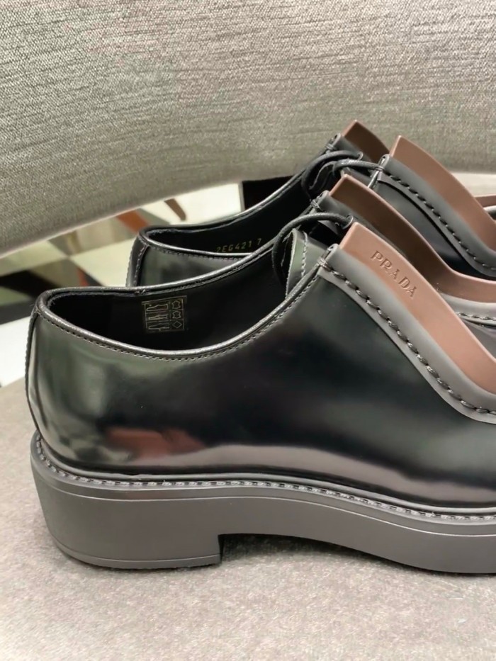Prada Diapason Thick Sole Leather Lace Up Shoes #nigo21821
