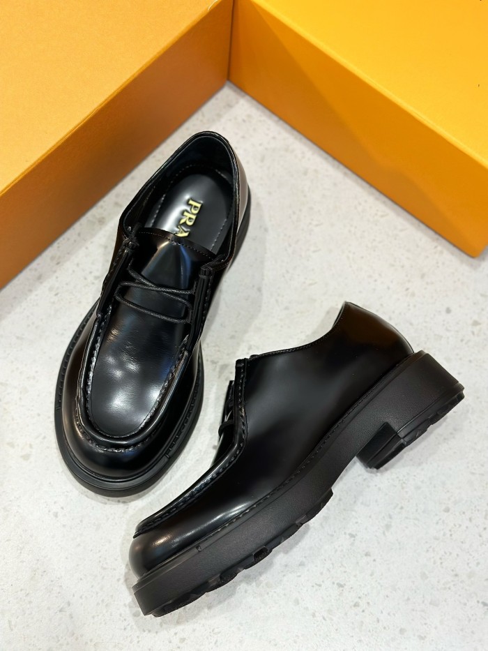 Prada Diapason Thick Sole Leather Lace Up Shoes #nigo21821