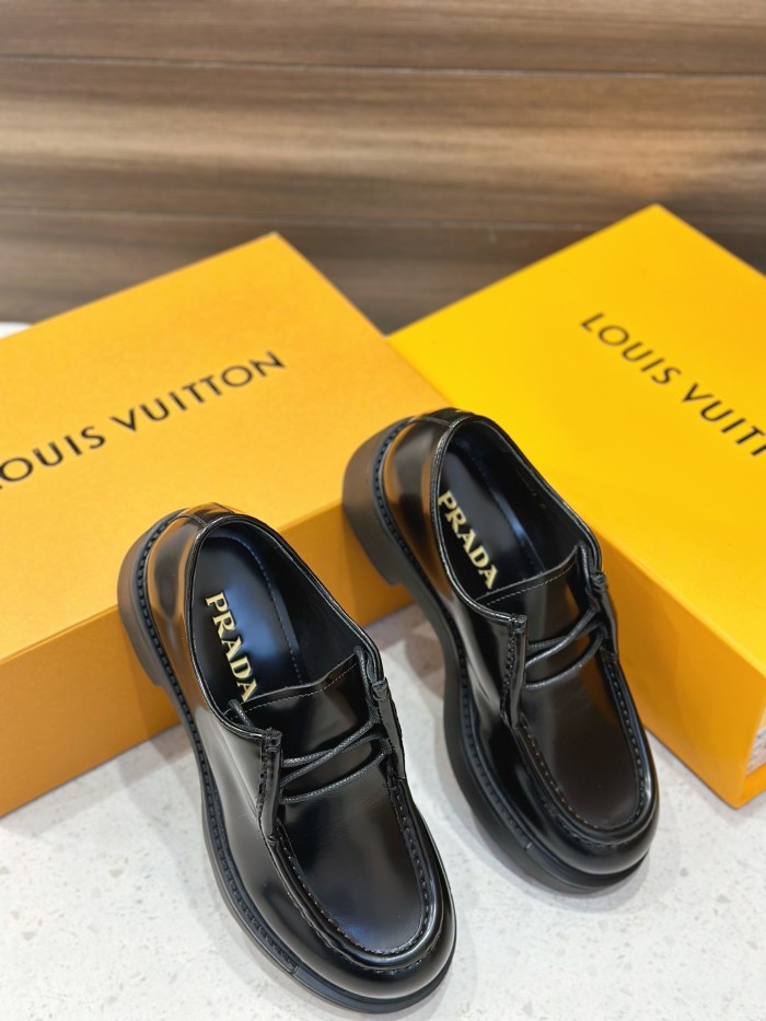 Prada Diapason Thick Sole Leather Lace Up Shoes #nigo21821