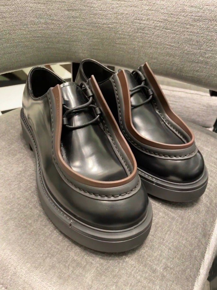Prada Diapason Thick Sole Leather Lace Up Shoes #nigo21821