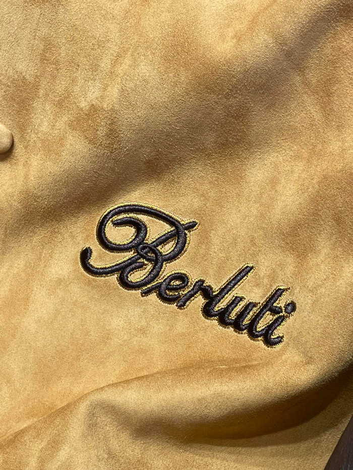 Berluti Suede Leather Patchwork Varsity Jacket #nigo96481