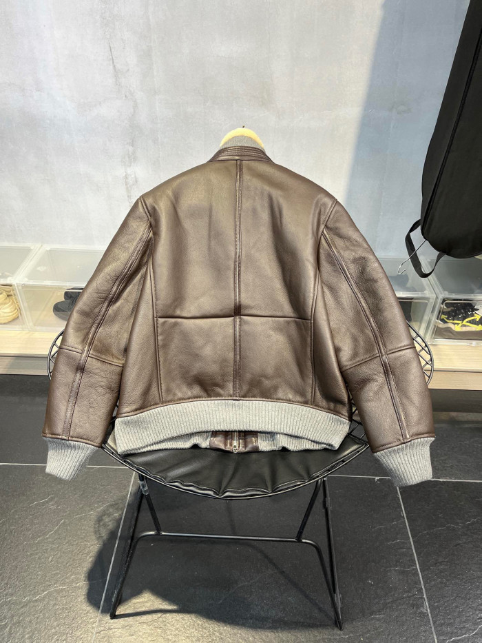 Brunello Cucinelli FW21 Leather And Fur Integrated Pilot Style Coat Leather Jacket Ngvp #nigo6618