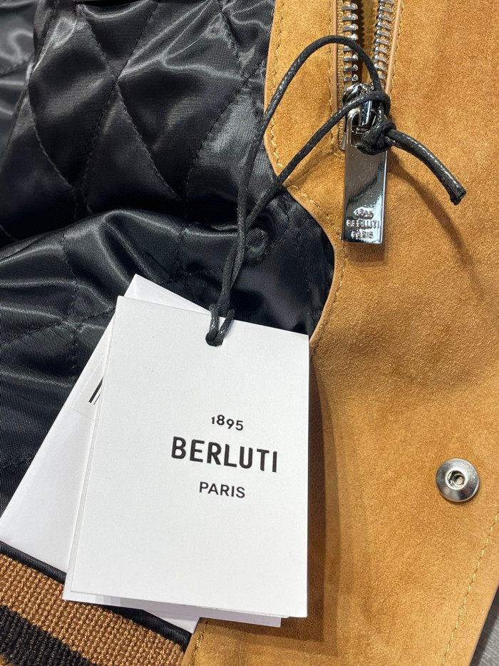 Berluti Suede Leather Patchwork Varsity Jacket #nigo96481