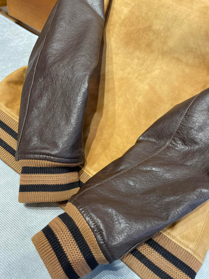 Berluti Suede Leather Patchwork Varsity Jacket #nigo96481