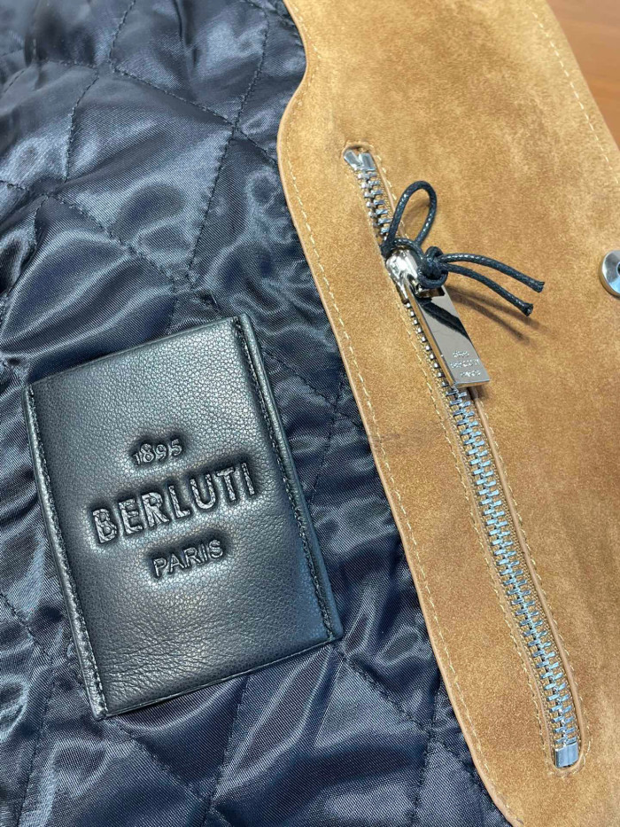 Berluti Suede Leather Patchwork Varsity Jacket #nigo96481