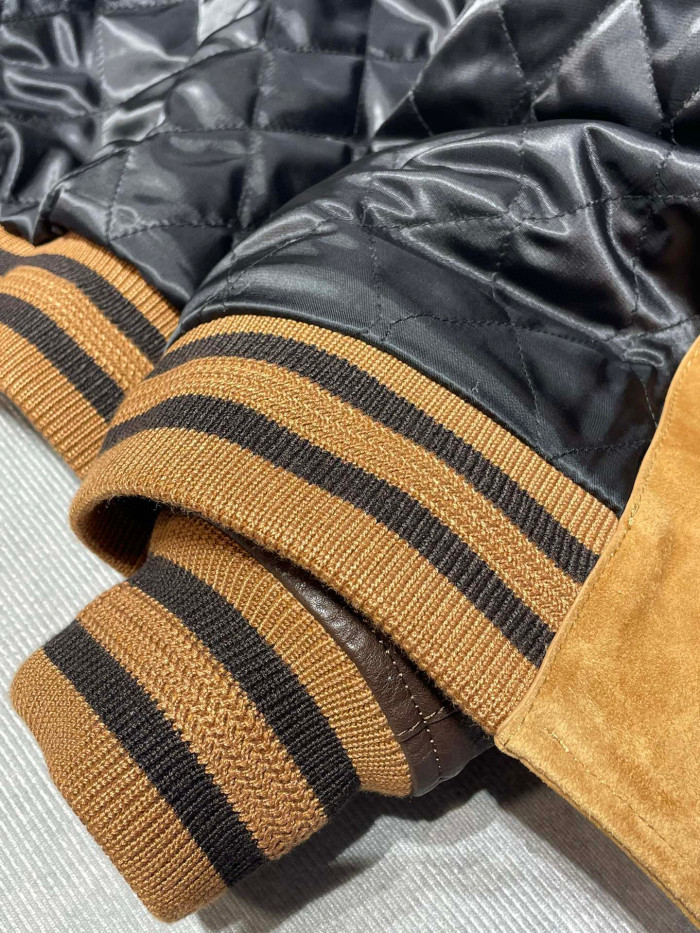 Berluti Suede Leather Patchwork Varsity Jacket #nigo96481