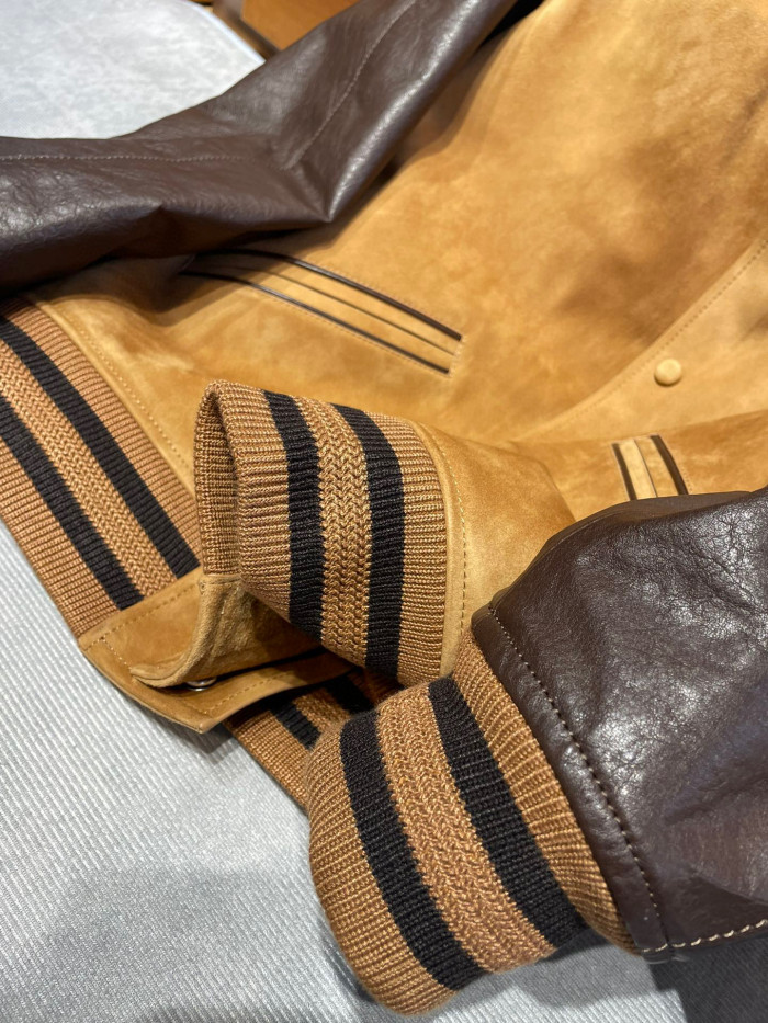 Berluti Suede Leather Patchwork Varsity Jacket #nigo96481