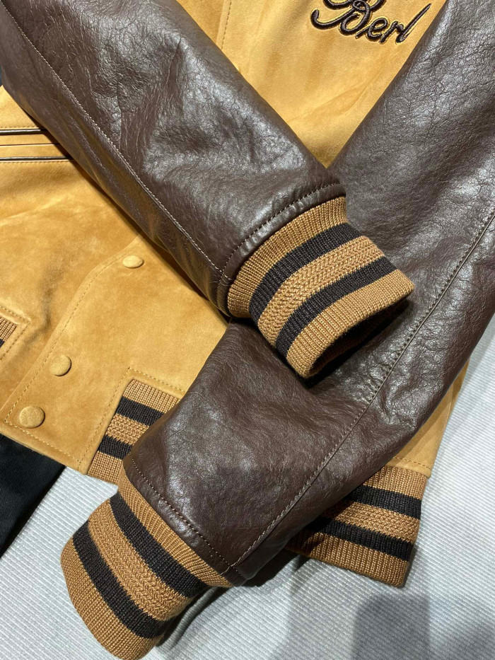 Berluti Suede Leather Patchwork Varsity Jacket #nigo96481
