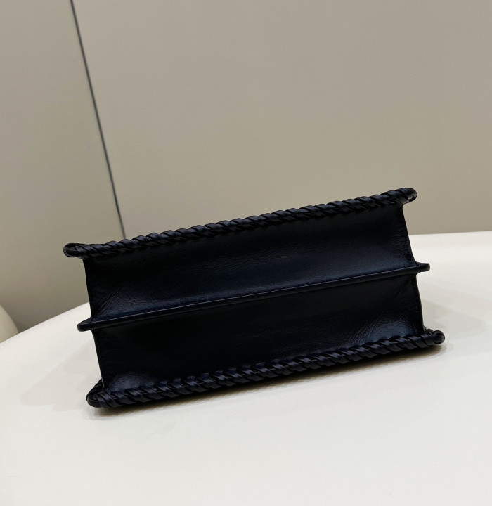 Fendi  Peekaboo Iseeu Black Leather Woven Handbag Bag #nigo21834