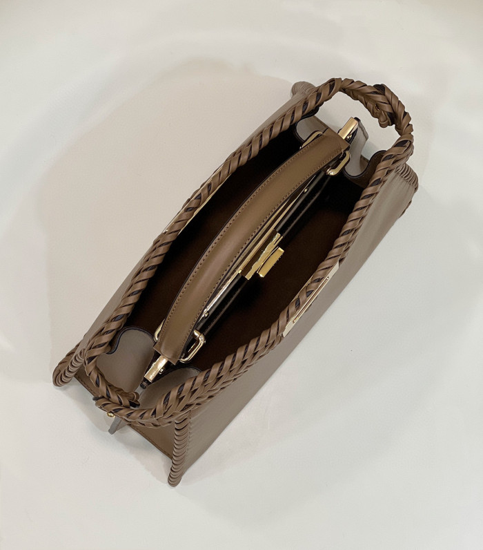 Fendi  Peekaboo Iseeu Black Leather Woven Handbag Bag #nigo21834