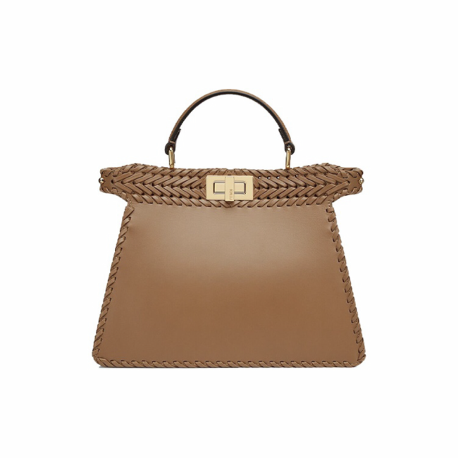 Fendi Peekaboo Iseeu Black Leather Woven Handbag Bag #nigo21834