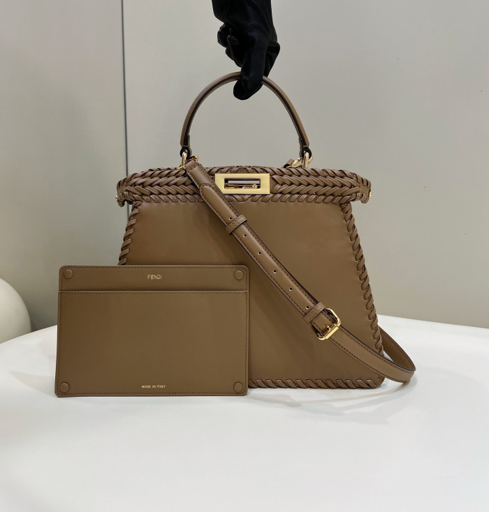 Fendi  Peekaboo Iseeu Black Leather Woven Handbag Bag #nigo21834