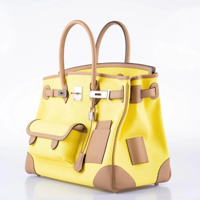 Hermes Women's Canvas Panel Slip Leather Tote Bag #nigo55168
