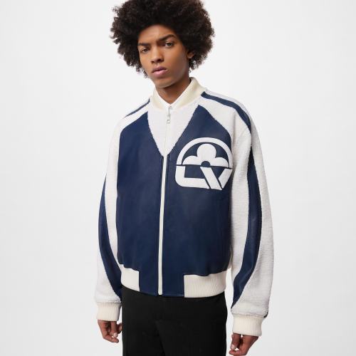 Louis Vuitton Leather Mix Teddy Plush Leather Zip Jacket #nigo96514