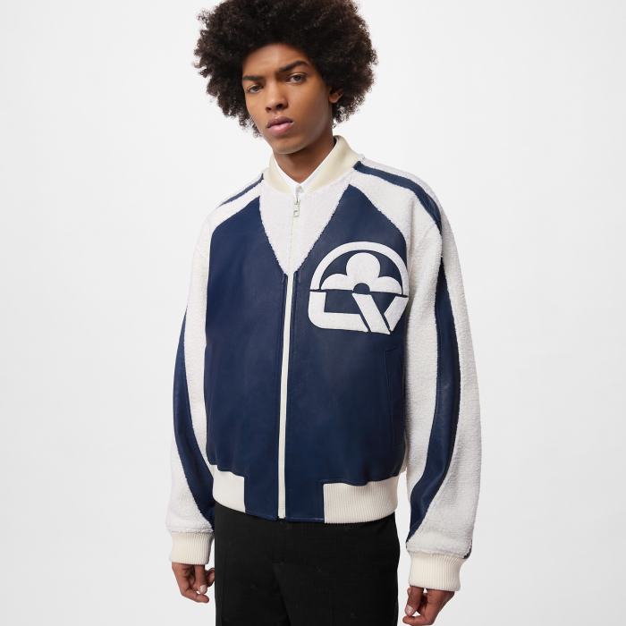 Louis Vuitton Leather Mix Teddy Plush Leather Zip Jacket #nigo96514