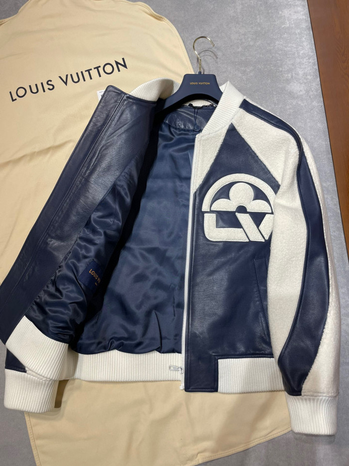 Louis Vuitton Leather Mix Teddy Plush Leather Zip Jacket #nigo96514