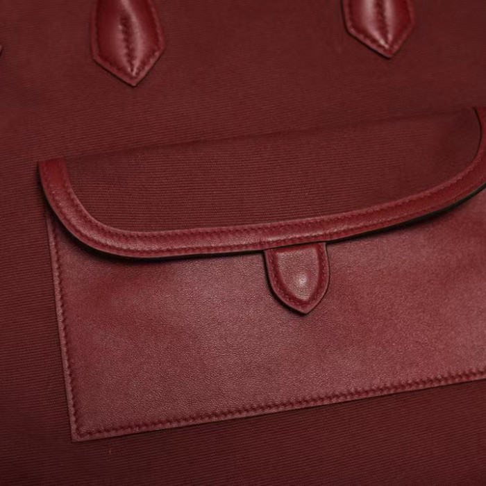 Hermes Women's Canvas Panel Slip Leather Tote Bag #nigo55168