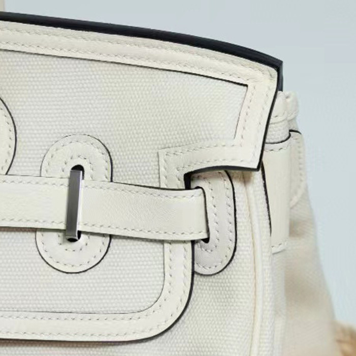 Hermes Women's Canvas Panel Slip Leather Tote Bag #nigo55168