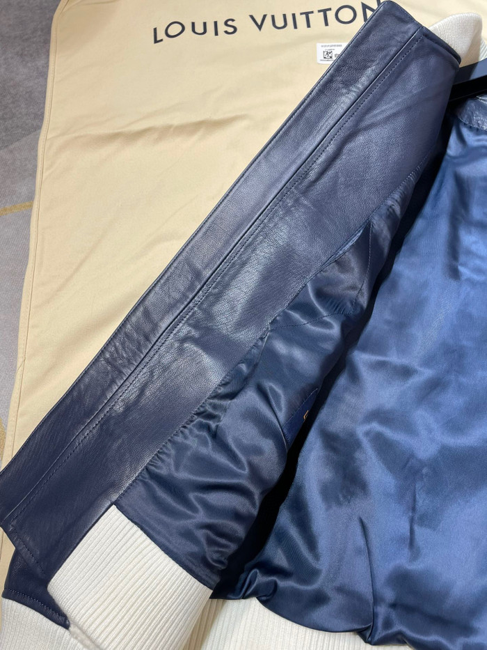Louis Vuitton Leather Mix Teddy Plush Leather Zip Jacket #nigo96514