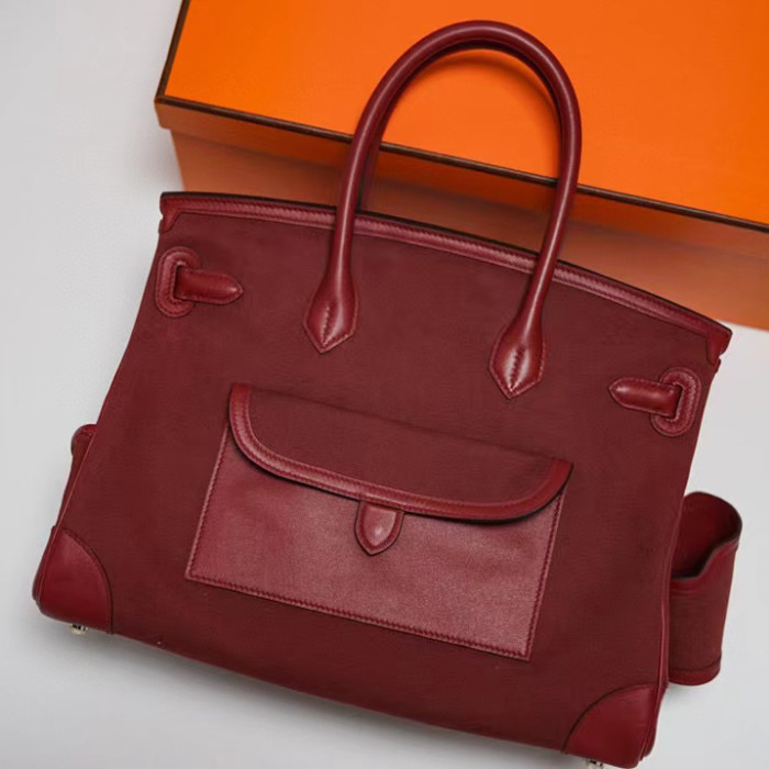 Hermes Women's Canvas Panel Slip Leather Tote Bag #nigo55168