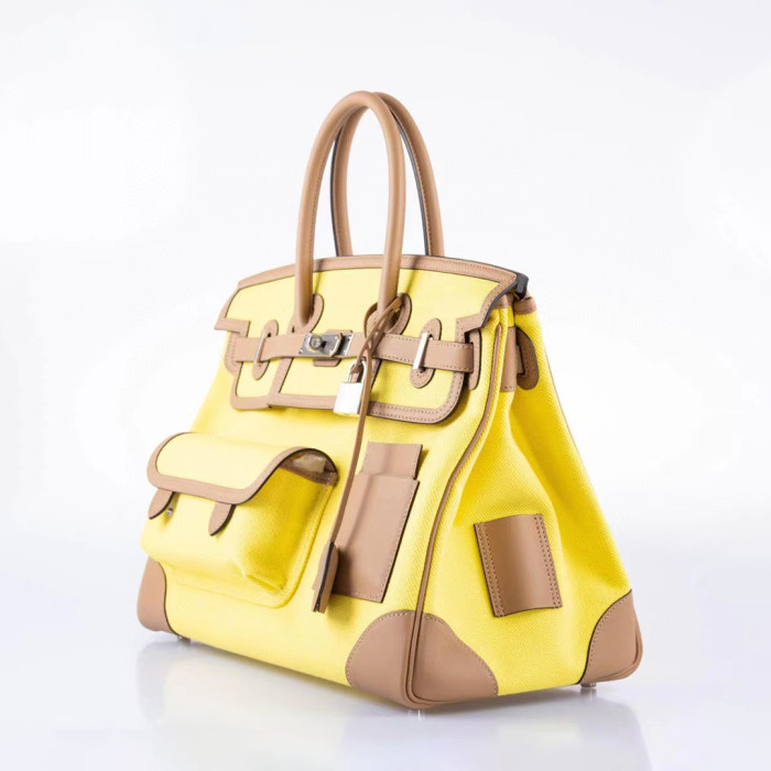Hermes Women's Canvas Panel Slip Leather Tote Bag #nigo55168