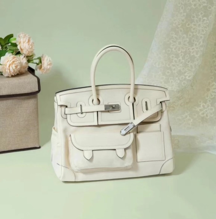 Hermes Women's Canvas Panel Slip Leather Tote Bag #nigo55168