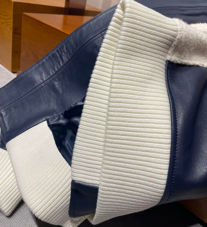 Louis Vuitton Leather Mix Teddy Plush Leather Zip Jacket #nigo96514