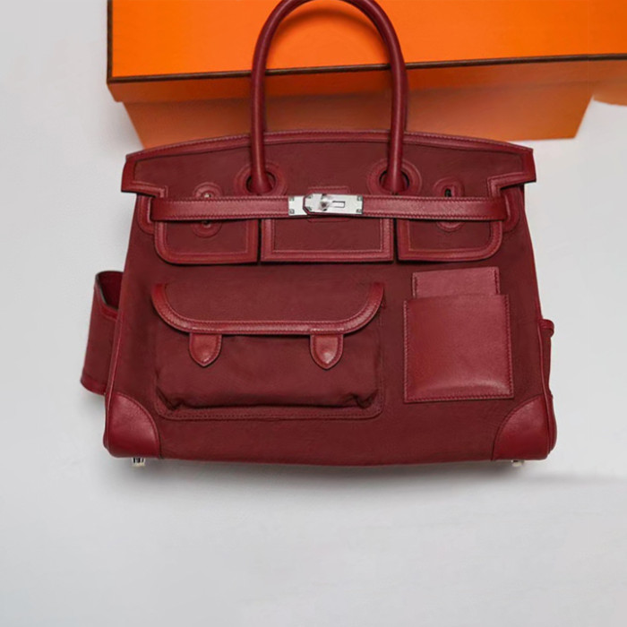 Hermes Women's Canvas Panel Slip Leather Tote Bag #nigo55168