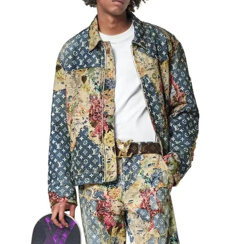 Louis Vuitton Floral Print Denim Zip Jacket #nigo96522
