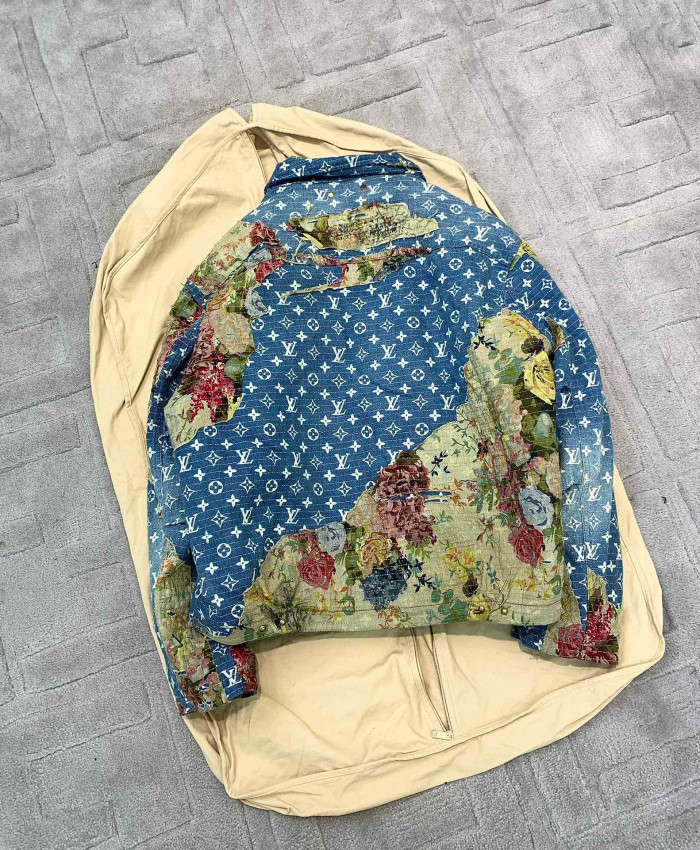 Louis Vuitton Floral Print Denim Zip Jacket #nigo96522