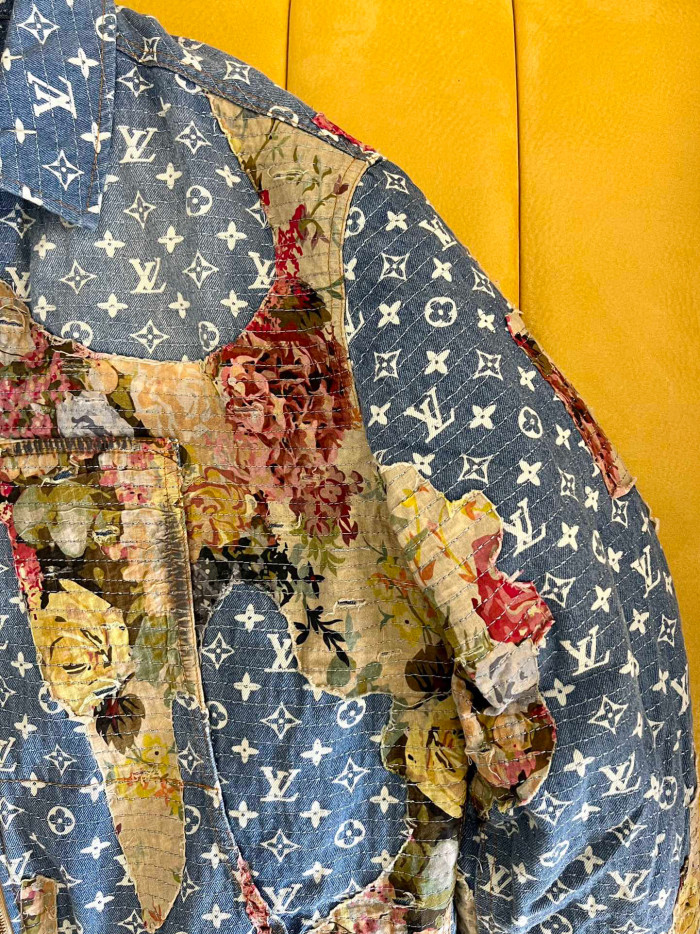 Louis Vuitton Floral Print Denim Zip Jacket #nigo96522