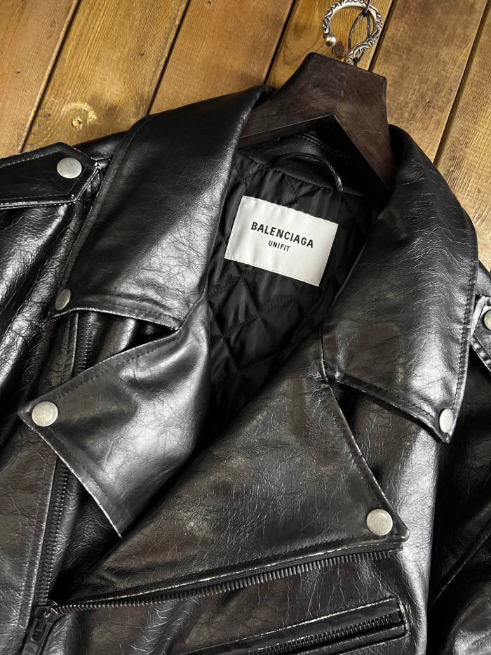 Balenciaga Black Leather Vintage Long Jacket Ngvp #nigo6657
