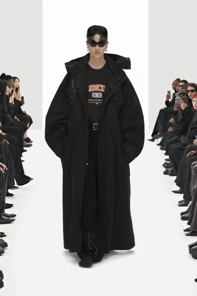 Balenciaga Black Long Loose Hooded Work Coat Ngvp #nigo6658
