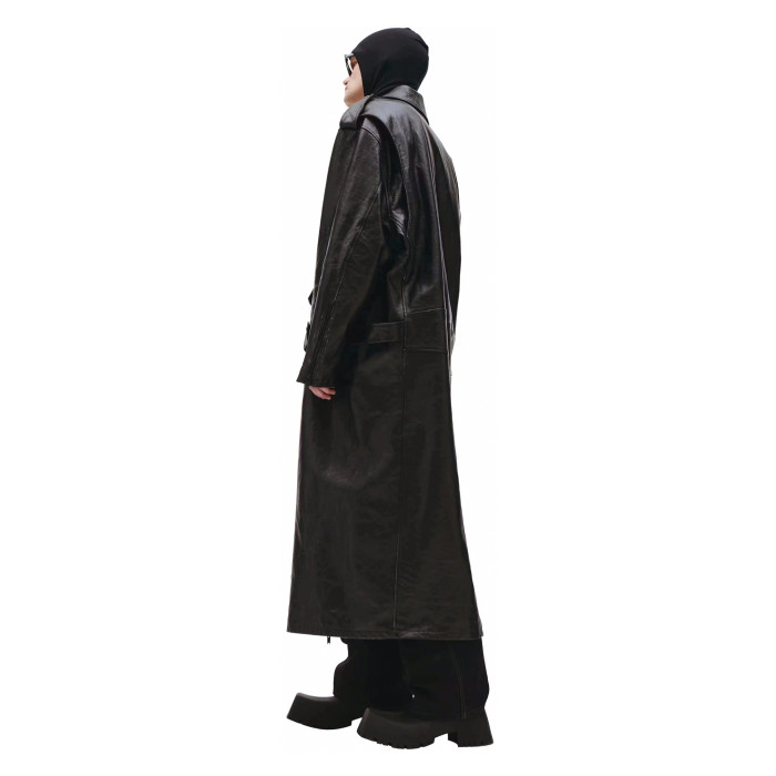 Balenciaga Black Leather Vintage Long Jacket Ngvp #nigo6657