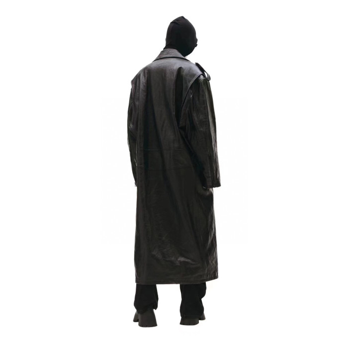 Balenciaga Black Leather Vintage Long Jacket Ngvp #nigo6657