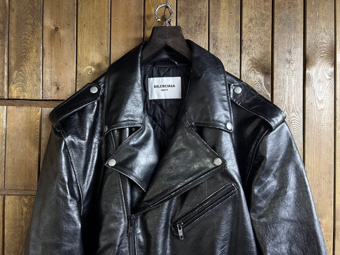 Balenciaga Black Leather Vintage Long Jacket Ngvp #nigo6657