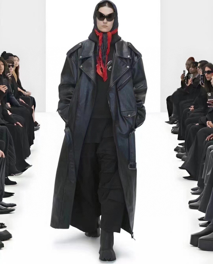 Balenciaga Black Leather Vintage Long Jacket Ngvp #nigo6657
