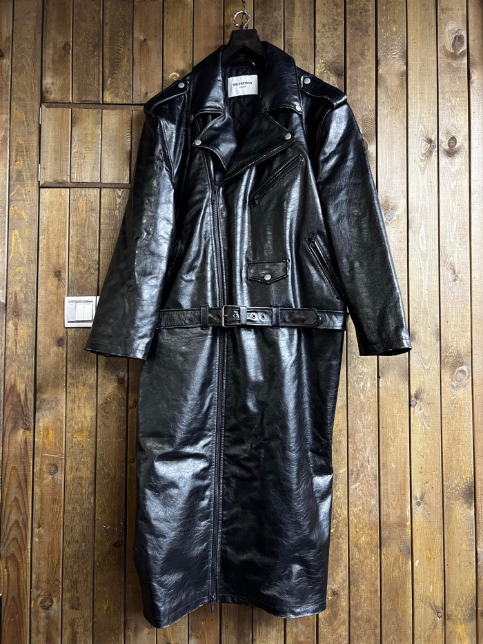 Balenciaga Black Leather Vintage Long Jacket Ngvp #nigo6657