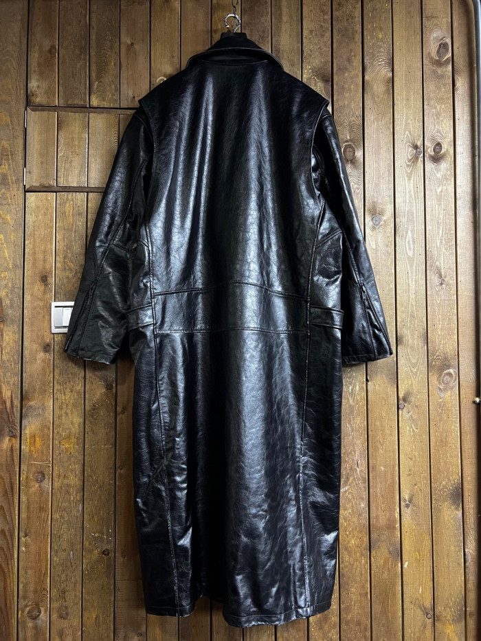 Balenciaga Black Leather Vintage Long Jacket Ngvp #nigo6657