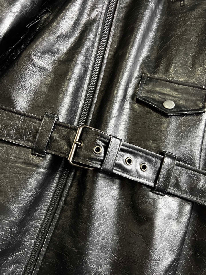 Balenciaga Black Leather Vintage Long Jacket Ngvp #nigo6657