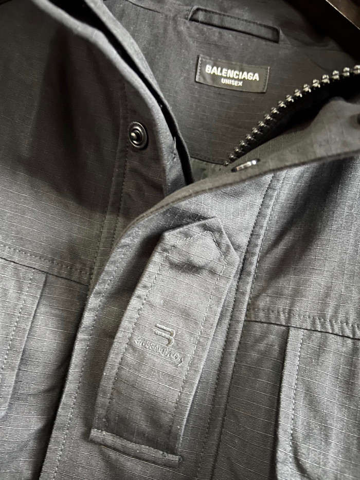 Balenciaga Black Long Loose Hooded Work Coat Ngvp #nigo6658